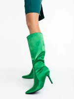 Saori zöld női csizma textil anyagból