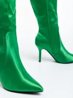 Saori zöld női csizma textil anyagból