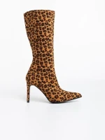 Ernestine leopárd mintás női csizma textil anyagból