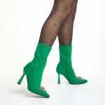 Yarely zöld női bokacsizma, textil anyagból készült