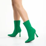 Vanice zöld női bokacsizma, textil anyagból készült