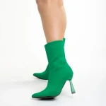 Vanice zöld női bokacsizma, textil anyagból készült