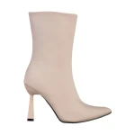 Vanice bézs női bokacsizma, textil anyagból készült