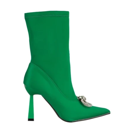 Pamelyn zöld női bokacsizma, textil anyagból készült