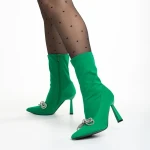 Pamelyn zöld női bokacsizma, textil anyagból készült
