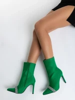 Zinaida zöld női bokacsizma textil anyagból