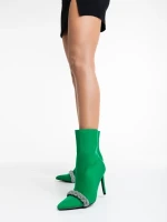 Zinaida zöld női bokacsizma textil anyagból