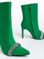 Zinaida zöld női bokacsizma textil anyagból