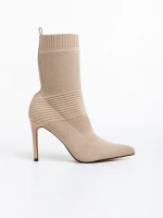 Tariro bézs női bokacsizma textil anyagból