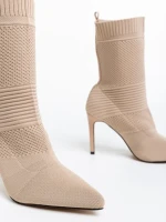 Tariro bézs női bokacsizma textil anyagból