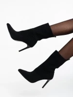 Tariro fekete női bokacsizma textil anyagból