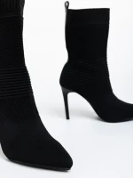 Tariro fekete női bokacsizma textil anyagból