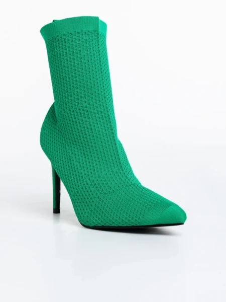 Zemfira zöld női bokacsizma textil anyagból