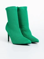Zemfira zöld női bokacsizma textil anyagból