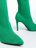Zemfira zöld női bokacsizma textil anyagból