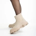 Alodie bézs női bokacsizma ökológiai bőrből