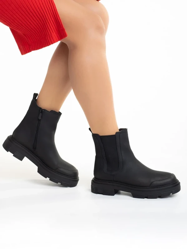 Alodie fekete női  bokacsizma ökológiai bőrből