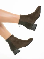 Angeline ökológiai bőrből és  velúrból készült zöld női bokacsizma
