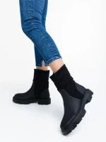 Nermina fekete női csizma ökológiai bőrből és textil anyagból