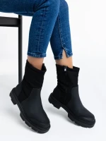 Nermina fekete női csizma ökológiai bőrből és textil anyagból