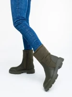 Nermina zöld női csizma ökológiai bőrből és textil anyagból