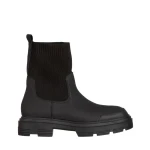 Chiara ökológiai bőrből és  textil anyagból készült fekete női bokacsizma