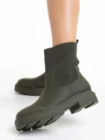 Chiara ökológiai bőrből és textil anyagból készült zöld  női bokacsizma