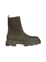 Chiara ökológiai bőrből és textil anyagból készült zöld  női bokacsizma