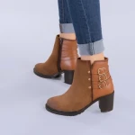 Figo camel bőr bokacsizma