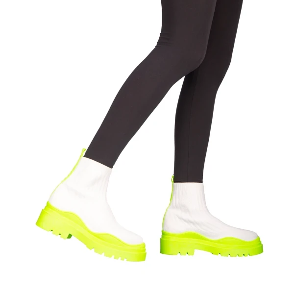 Triza fehér és foszforeszkáló sárga női sportcipő