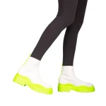 Triza fehér és foszforeszkáló sárga női sportcipő