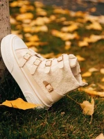 Meldona bézs női bakancs textil anyagból