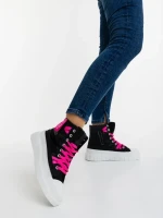 Marafino fekete és rózsaszin női tornacipő textil anyagból