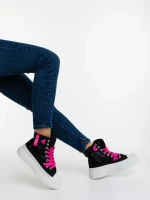 Marafino fekete és rózsaszin női tornacipő textil anyagból
