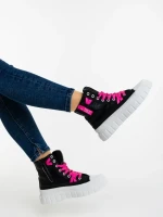 Marafino fekete és rózsaszin női tornacipő textil anyagból