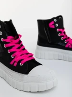 Marafino fekete és rózsaszin női tornacipő textil anyagból