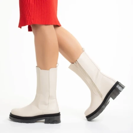 Avelyn bézs színű női csizma ökológiai bőrből