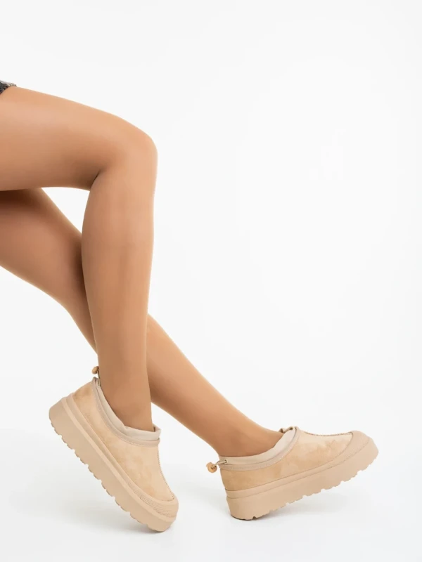 Devalia bézs női csizma textil anyagból