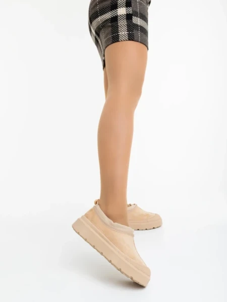 Devalia bézs női csizma textil anyagból