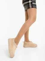 Devalia bézs női csizma textil anyagból