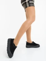 Devalia fekete női csizma textil anyagból