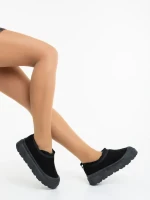 Devalia fekete női csizma textil anyagból