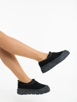 Devalia fekete női csizma textil anyagból