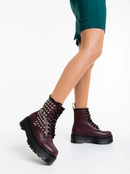 Nikitha gránátszínű női bakancs ökológiai bőrből