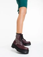 Nikitha gránátszínű női bakancs ökológiai bőrből