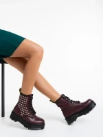 Nikitha gránátszínű női bakancs ökológiai bőrből