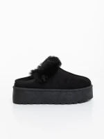 Temaria fekete női papucs textil anyagból