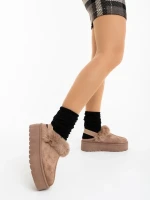 Temaria sötét bézs női papucs textil anyagból