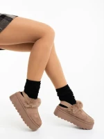 Temaria sötét bézs női papucs textil anyagból