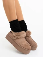 Temaria sötét bézs női papucs textil anyagból